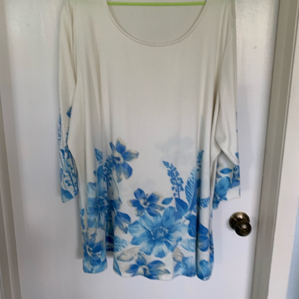 QVC Blue Floral Tunic Top